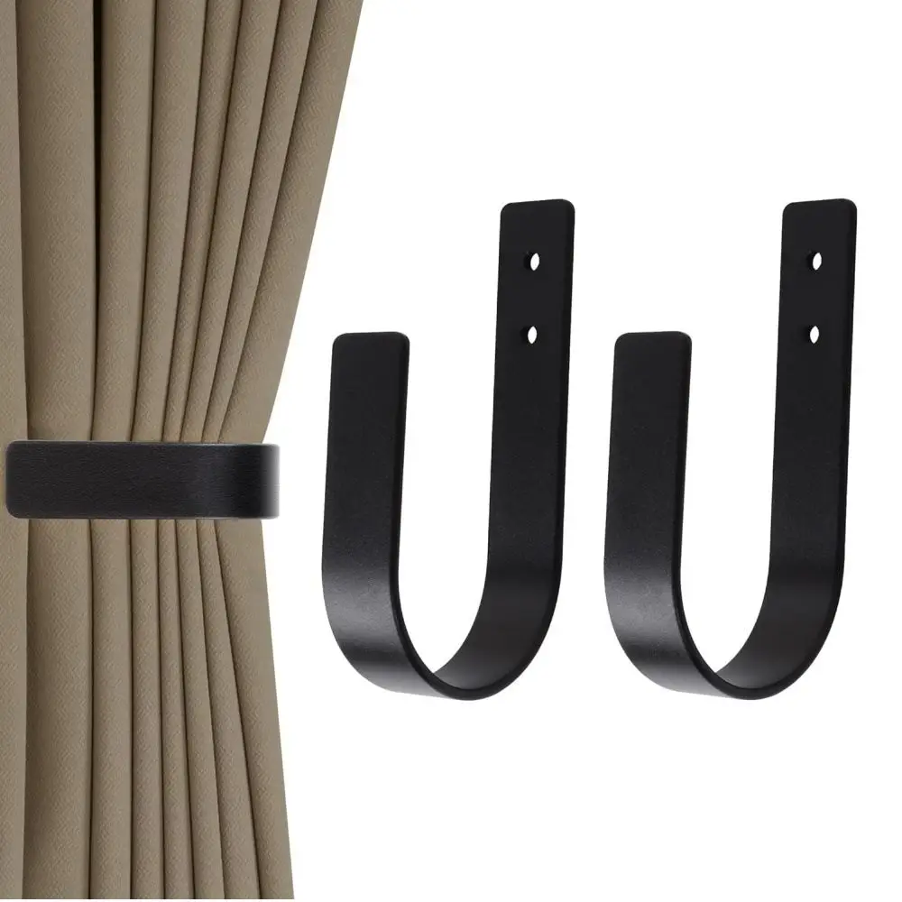 Wall Mounted U Shaped Curtain Holdbacks Metal Drapery Hooks Functional Kitchen Tissue Dispenser Rack Home Storage Tool