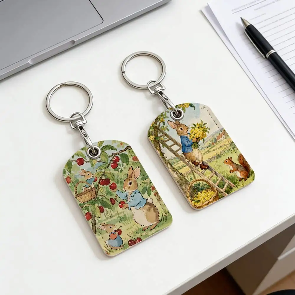 كارتون P-PeTEr-R R-RabBIt-T بطاقة وصول منزل الحافلة الغطاء الواقي سلسلة مفاتيح مستطيلة للمدرسة من جلد البولي يوريثان معرف الأكثر مبيعًا #3