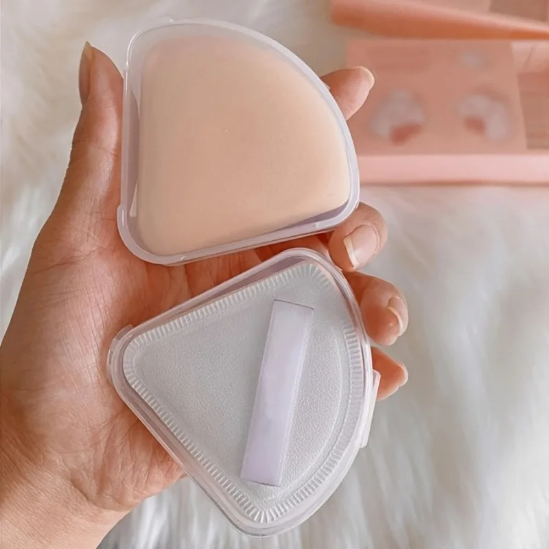 Transparent Circular/Square/Triangle, Empty Storage Box, Portable Makeup Puff Cosmetic Storage Box, Suitable for Travel Storage