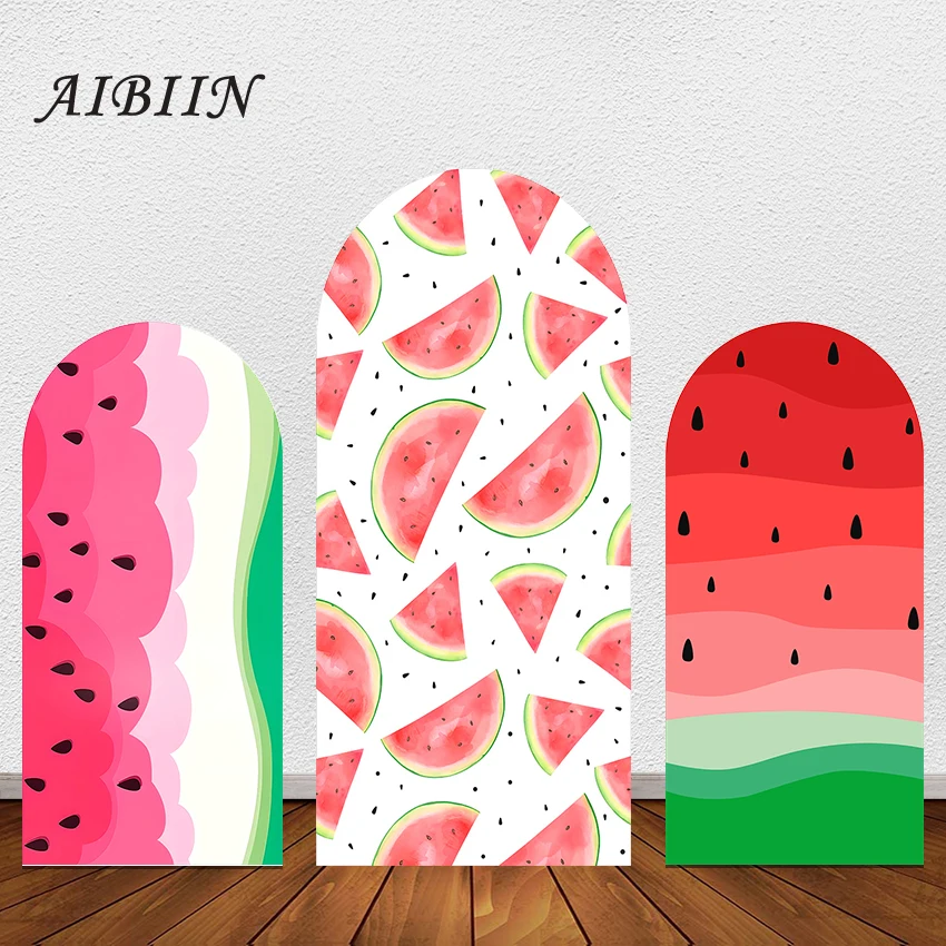 

AIBIIN Backdrop Arch Doubleside Watermelon Theme Wedding Birthday Party Decoration Customizable Photography Background