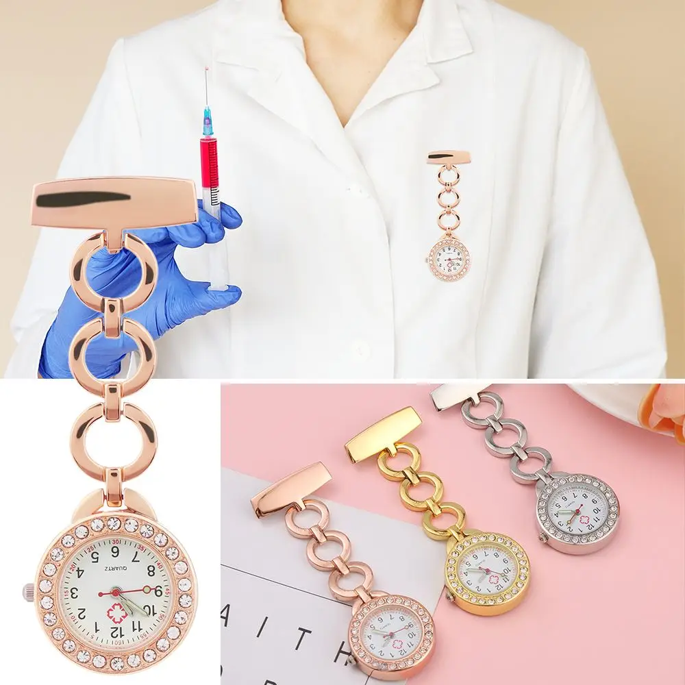 Lovely Women Medical Nurse Pendant Diamond Quartz Clock Nurse Watch Pocket Watch