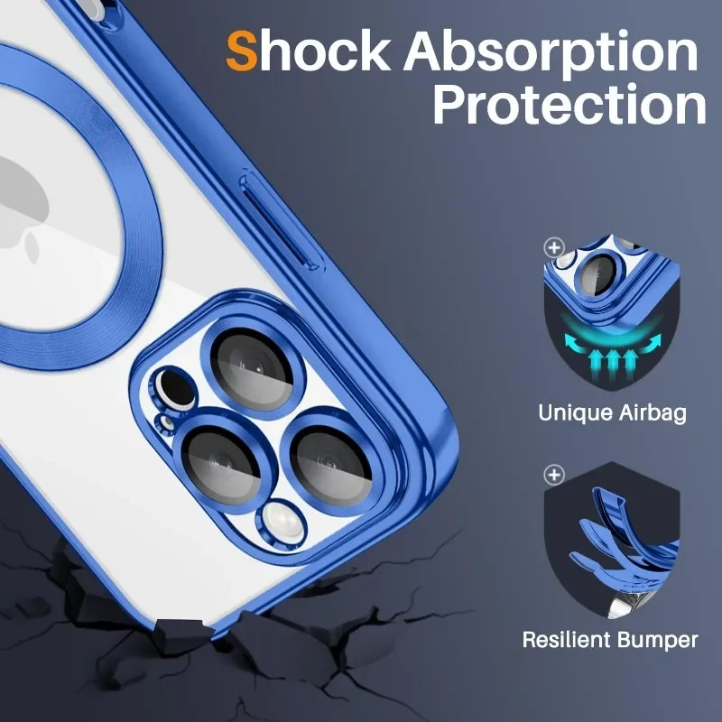 Luxury Anti-Yellow Slim Magnetic Case Designed for iPhone 16 15 14 Plus 13 12 11 Pro Max Case for MagSafe Wireless Charge Cover