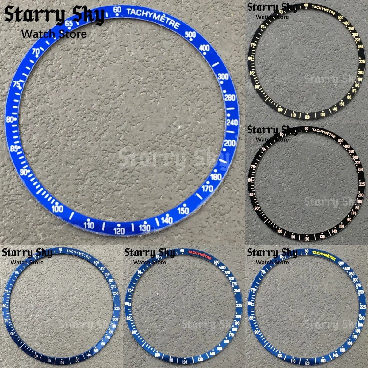 

Звездное небо, новая мода, 38,5 мм * 34 мм, черный/синий плоский алюминиевый ободок для часов, подходит для мужских часов 40 мм VK63, аксессуар для часов