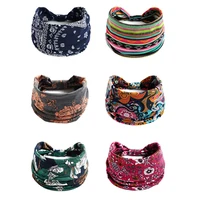 European and American retro Colorful Cashew Hair Band Paisley Pattern Wide Version Headband Sports Yoga Elastic Headwear Women - Image 2