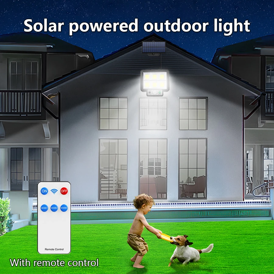 Hot Split Solar Sensor Wall Light Remote Control 56LED/72COB Outdoor Patio Garden Night Lighting Waterproof and Durable