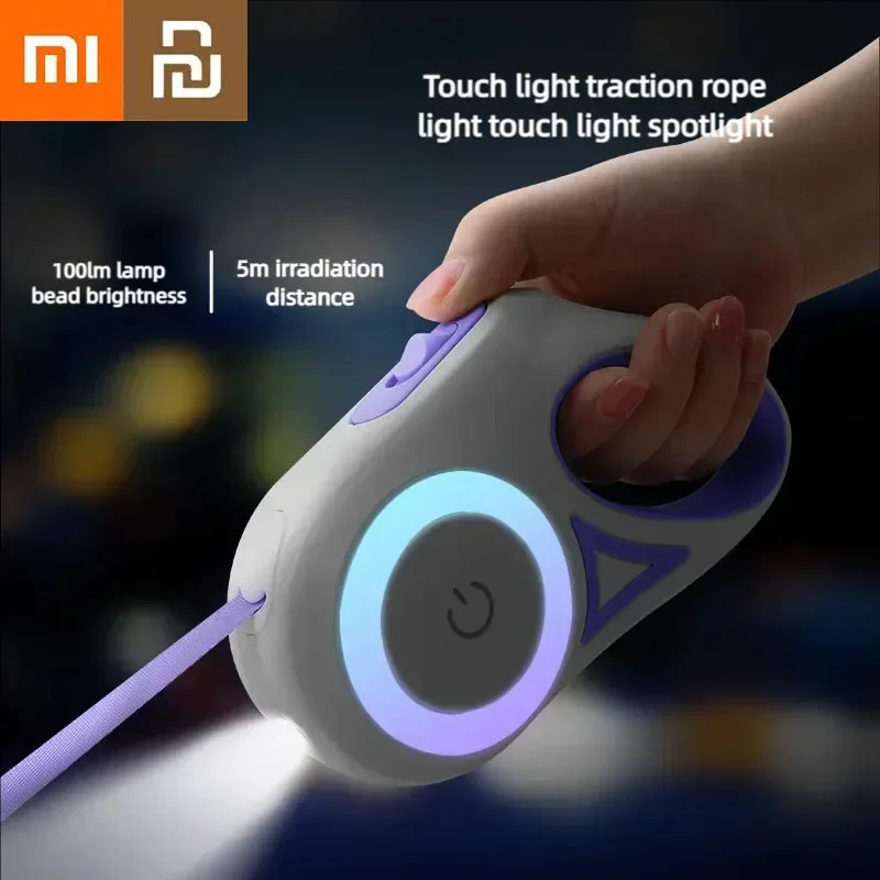 Xiaomi Youpin Automatic Dog Leash Retractable LED Luminous Leading Fashion Light Straps For Puppy Pet Flexi Walking Running Lead