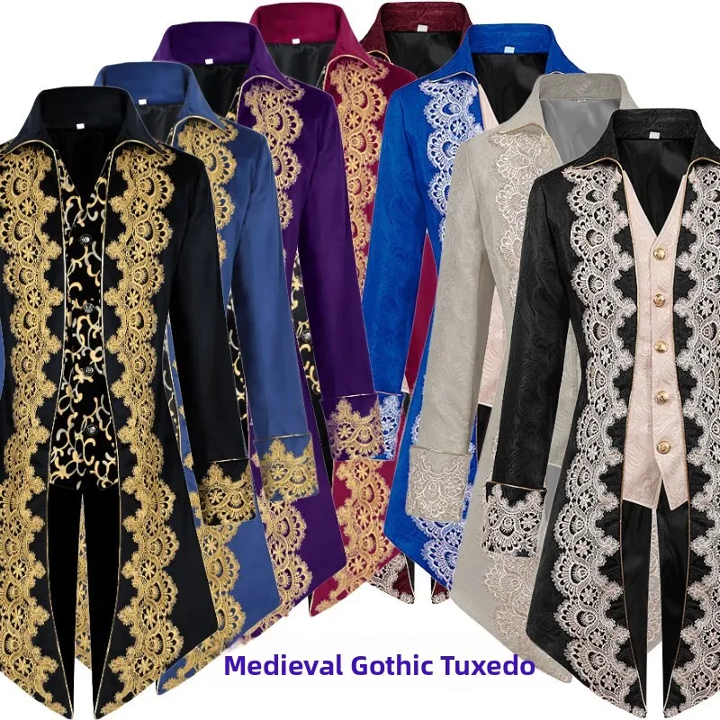 

New Halloween Tailcoat Medieval Retro Long Punk Stage Performance Costume Women's Ethnic Fashion Stage Performance Clothes