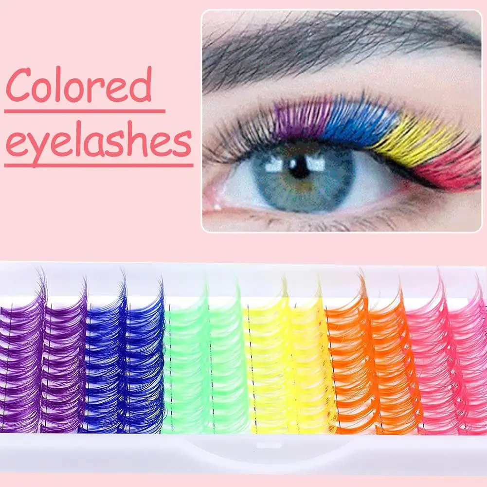 Bunte Glitzer-Wimpernverlängerung, Glitzer, individueller Fächer, russisches Nerzvolumen, Weihnachtswimpern, Wimpern, Halloween, Prema J0L0