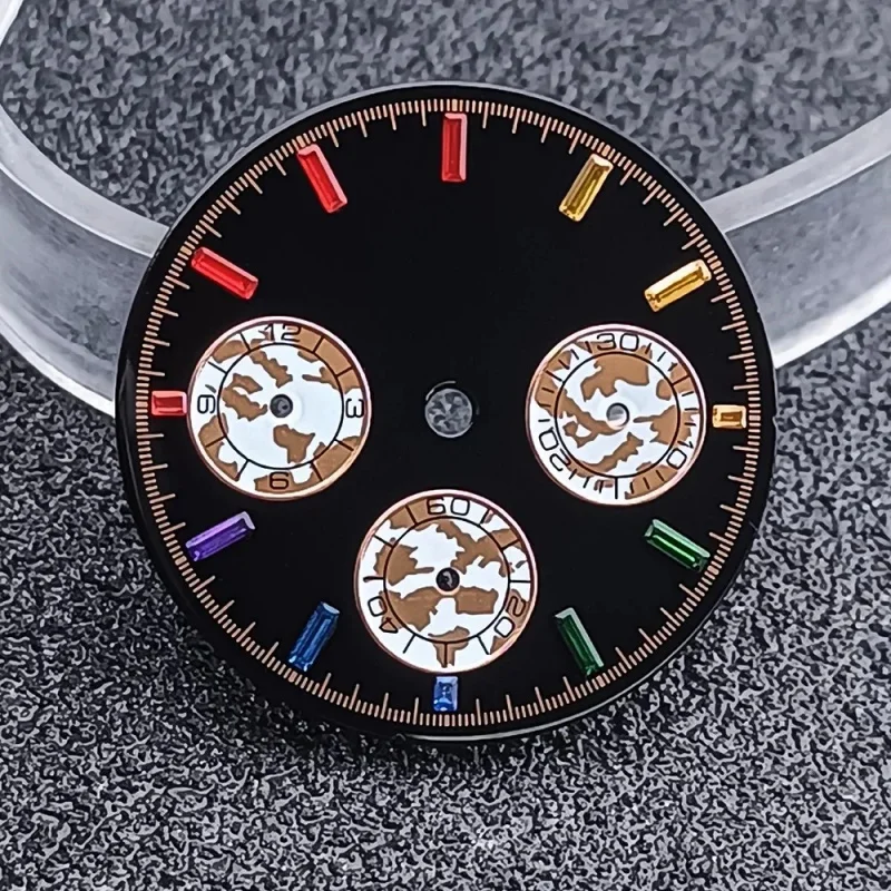 29mm Daytona Panda Dial C3 Green Night Light Suitable VK63 Quartz Movement Chronometer Watch Replacement Six Hands Dial view 5
