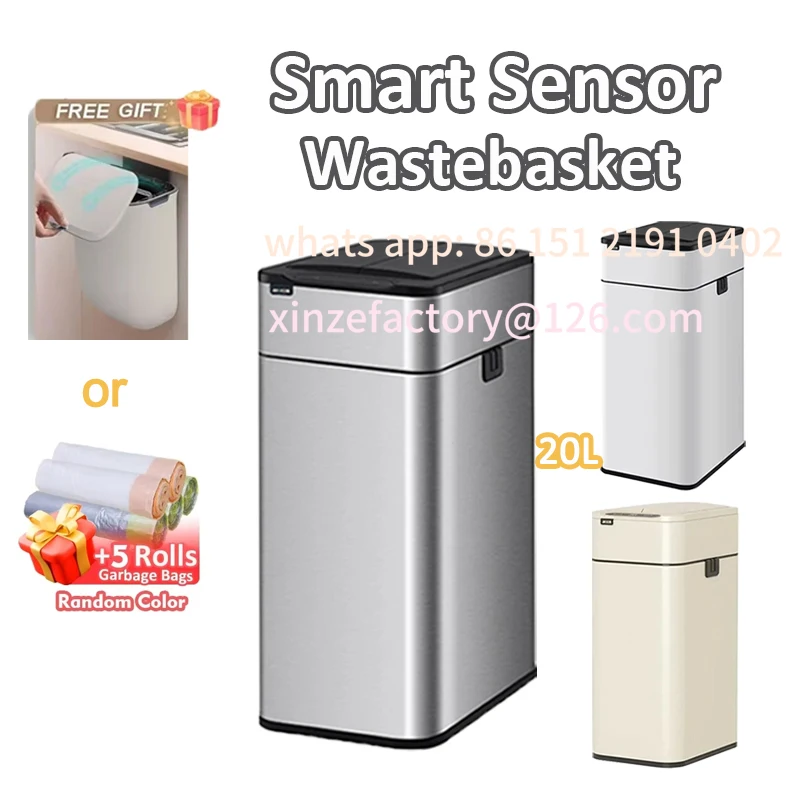 

Customizable Smart Can 20L Kitchen Two-way Sensor Dustbin Wastebasket Automatic Bagging Trash Bin Stainless