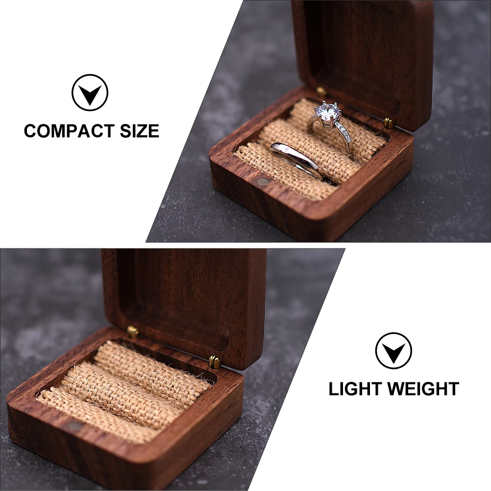 

Natural Wood Wedding Ring Holder Jewelry Storage Box Desktop Organizer Engagement Party Gift Finger Ring Case Storage Tray
