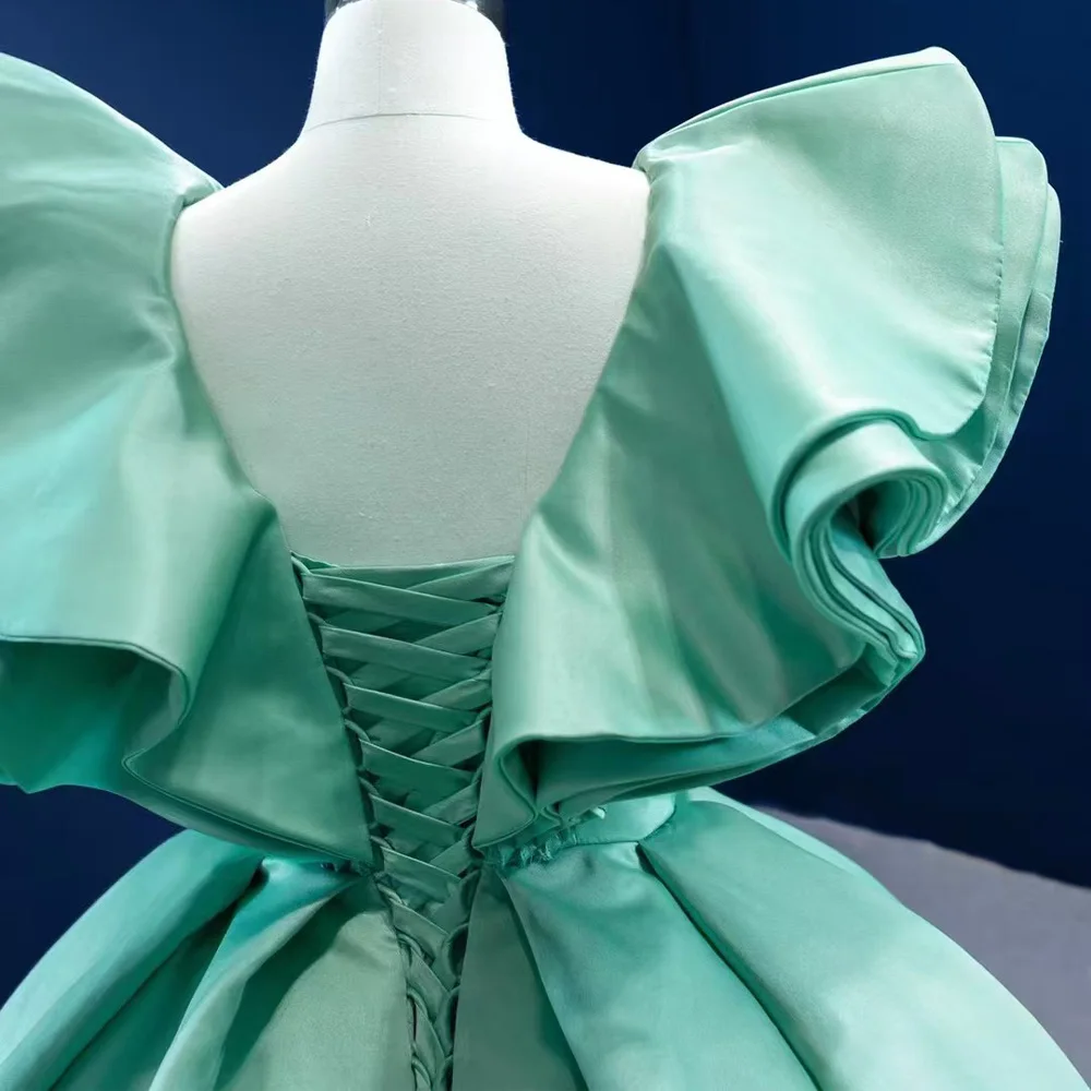 Red O-Neck Sleeveless Evening Dress Lace-Up Back Women's Customizable Gown