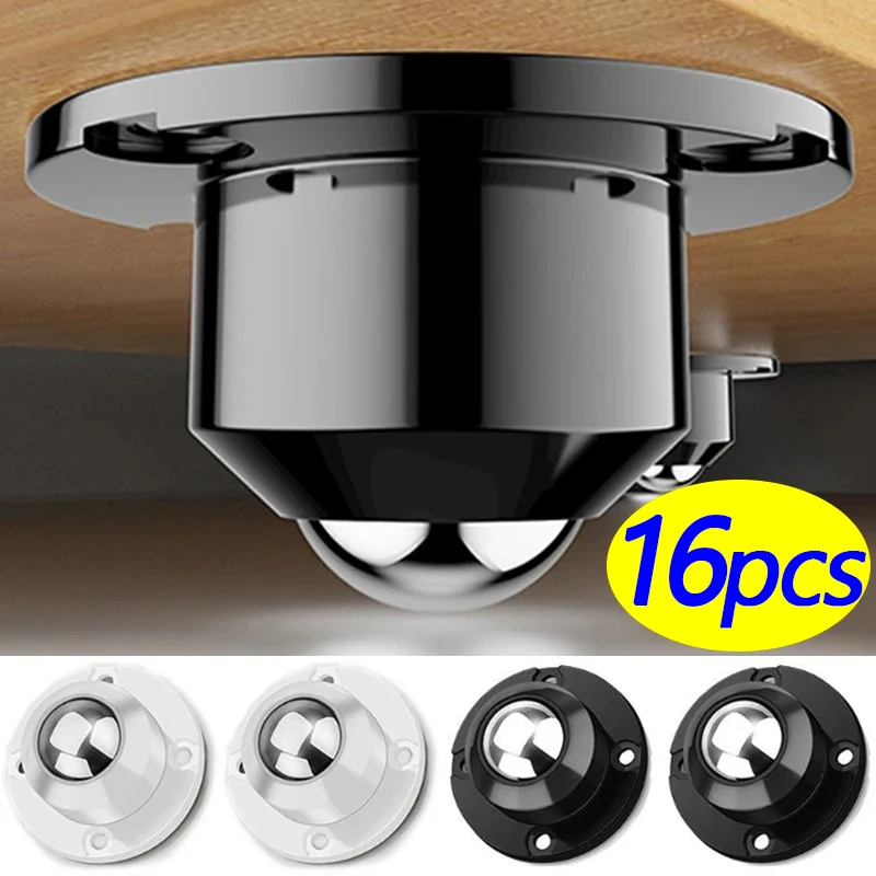 16/1PC Self-Adhesive Caster Stainless Steel Universal Pulley 360° Rotation Furniture Cabinet Casters Wheels Whirl Moving Rollers