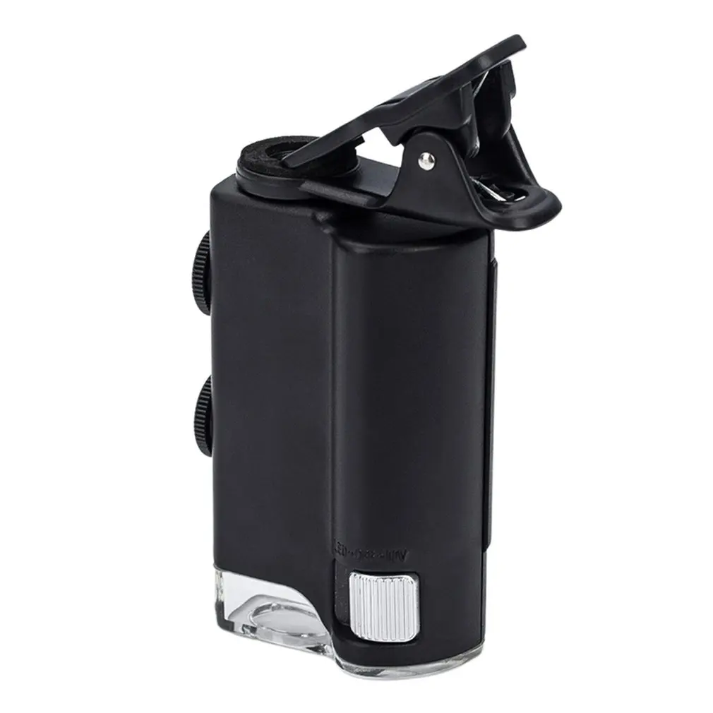 حار 60X/100X مجهر الهاتف المحمول مع مشبك الهاتف الخليوي جيب عدسة مكبرة LED الأشعة فوق البنفسجية ضوء اليشم تحديد دروبشيبينغ