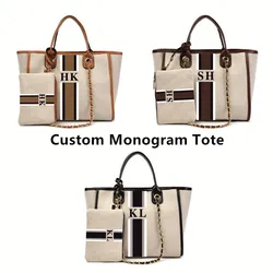 Personalizzato Catena Monogramma Damigelle D'onore Della Sposa del Sacchetto di Spalla di Tote Bag di Tela | Personalizzato | Signore Borsa Personalizzata | Regalo Di Compleanno