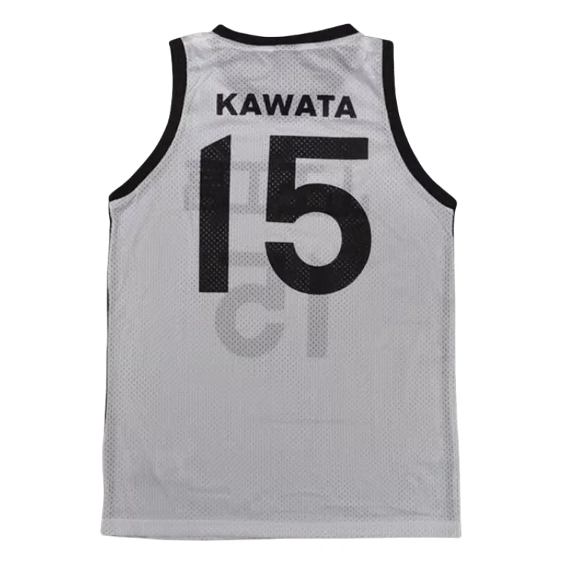 เสื้อคอสเพลย์อะนิเมะ Slam Dunk Akita Sannoh #15 Kawata Mikio JERSEY Basket ผู้ชายเสื้อสีขาว