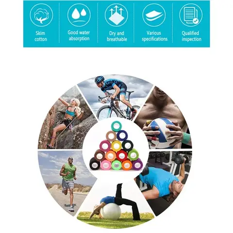 Beige Colorful Sport Self Adhesive Elastic Bandage Wrap Tape 4.8m Elastoplast For Knee Support Pads Finger Ankle Palm Shoulder