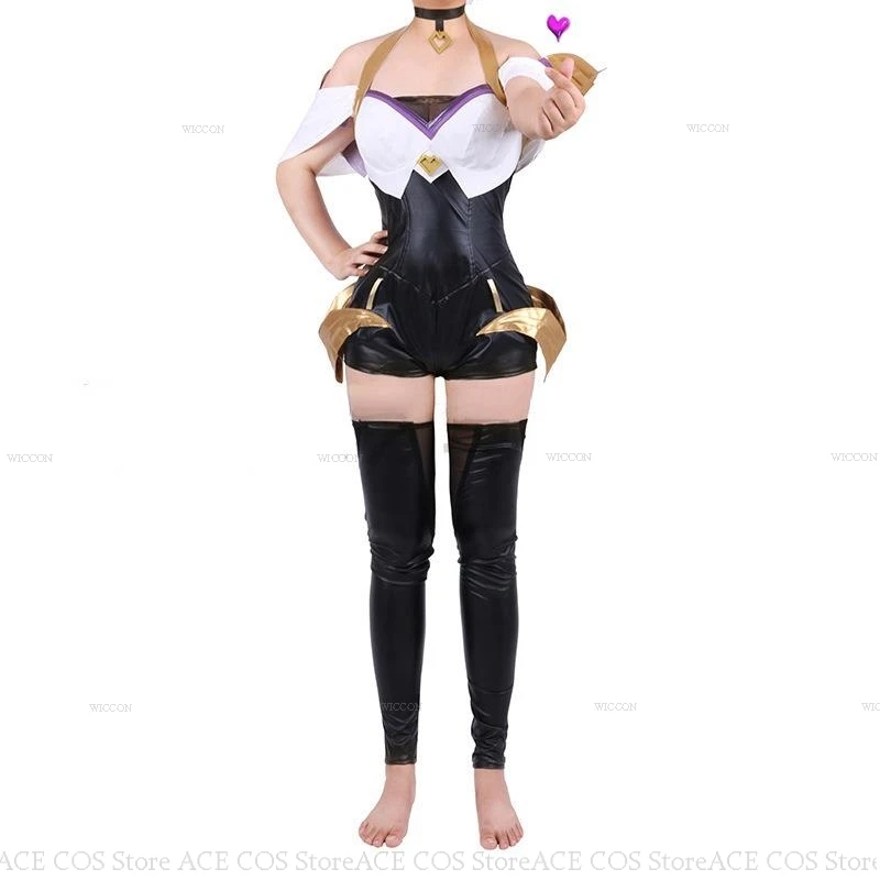 

Game LOL Spirit Blossom Ahri Cosplay KDA Tight Costume Sexy Girls Anime Dress Jumpsuits Party Halloween Suits Wig Ears Fullset