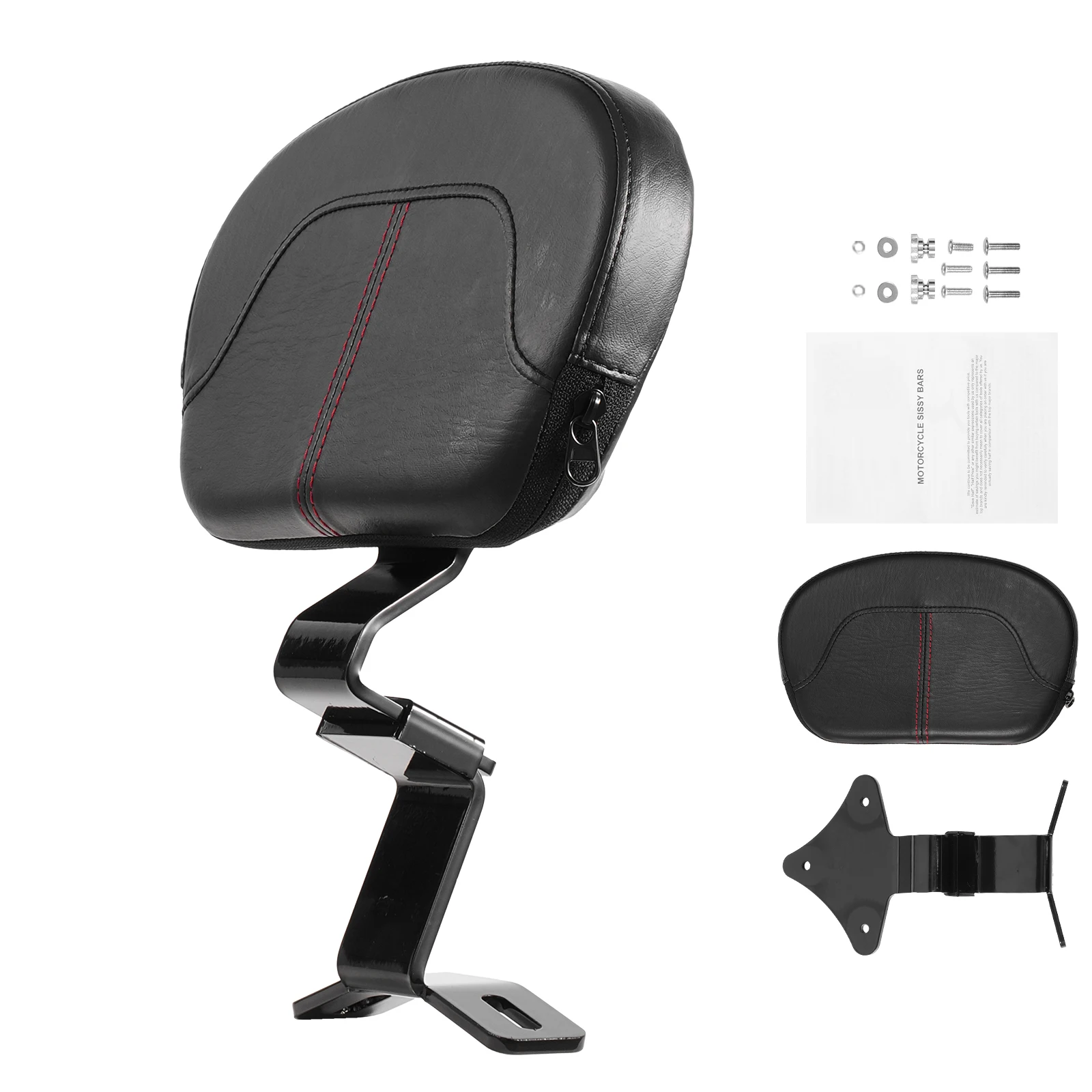 VEVOR Motorcycle Backrest Sissy Bar,12.2-Inch Height Detachable Rider Backrest, Solid Steel Waterproof Rust-proof Backrest