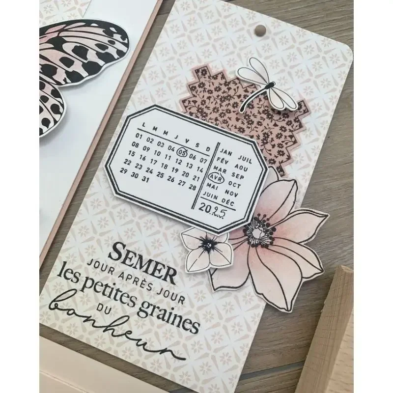

French Transparent Clear Silicone Blooming Calendar Stamp Scrapbook Diary Decoration Stencil Embossing Template DIY Greeting