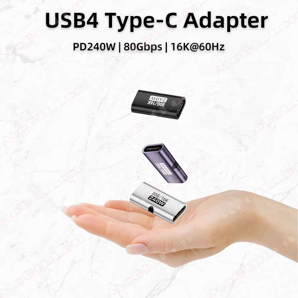 

USB4 80Gbps Type C Female to Female Extender Adapter 16K@60Hz PD240W Fast Charging USB C Converter for Samsung MacBook iPad Pro
