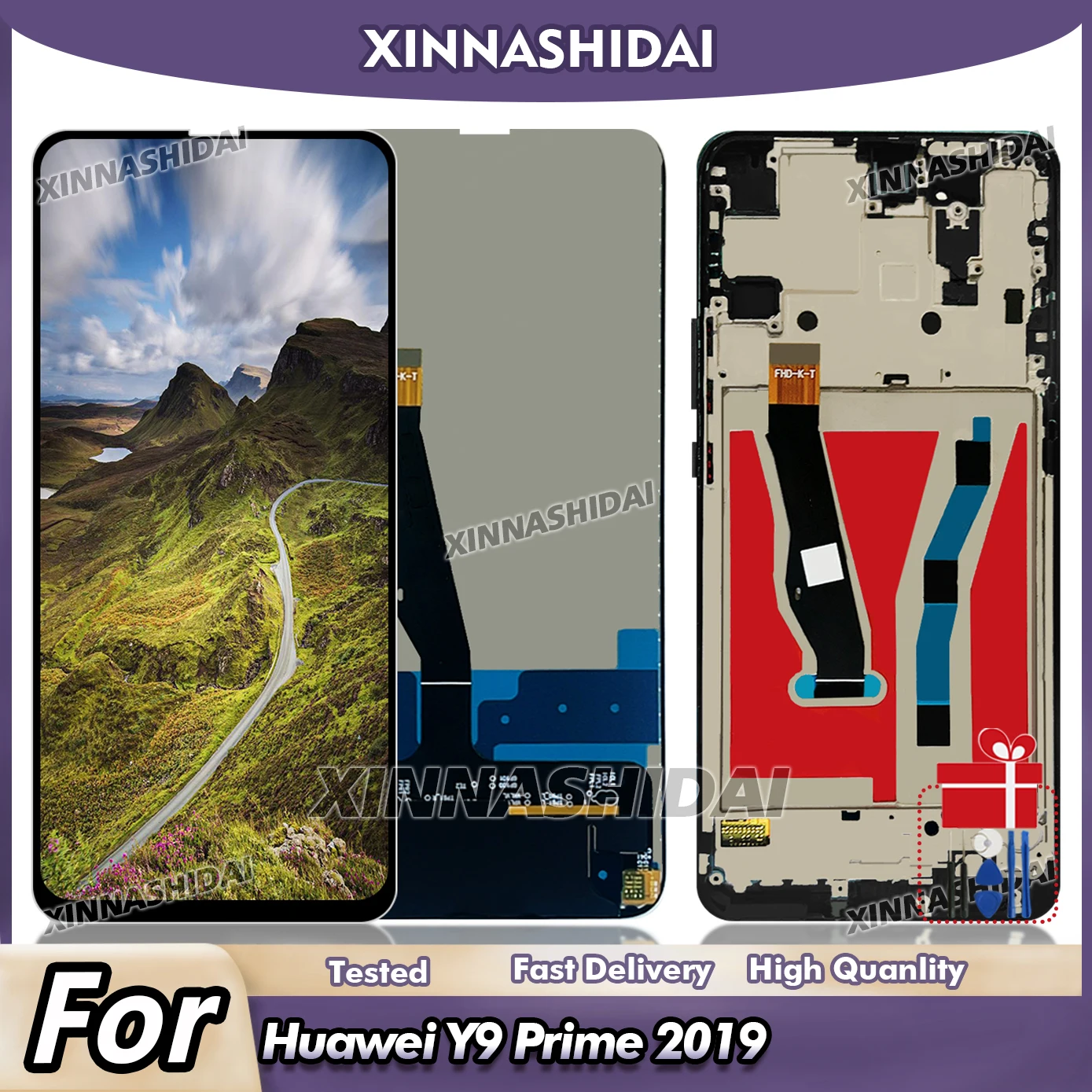 Pantalla táctil LCD de 6,59 pulgadas para Huawei Y9 Prime 2019 STK-L21/L22/LX3 con marco para Huawei P Smart Z LCD STK-LX1 de repuesto