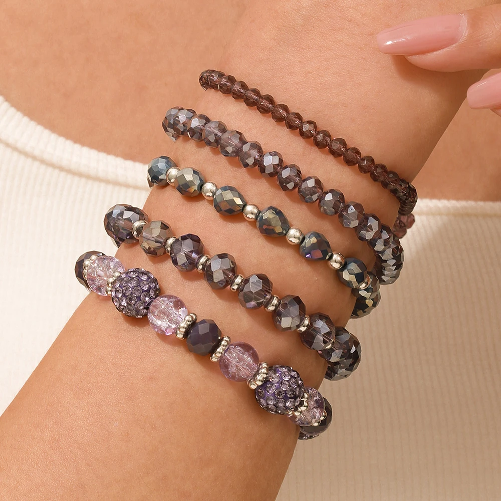 

Retro Creative Design Simple Black Amethyst Bracelet 7Pc/s Women's Handmade Beaded Elastic Bracelet Jewelry Regalos Para Hombres