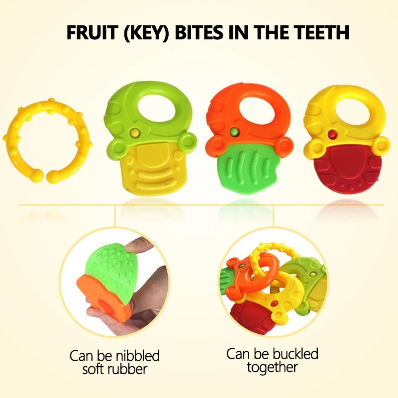 7PCS Baby Rattle Teether Set – Non-Toxic Plastic, Colorful Hand Toys