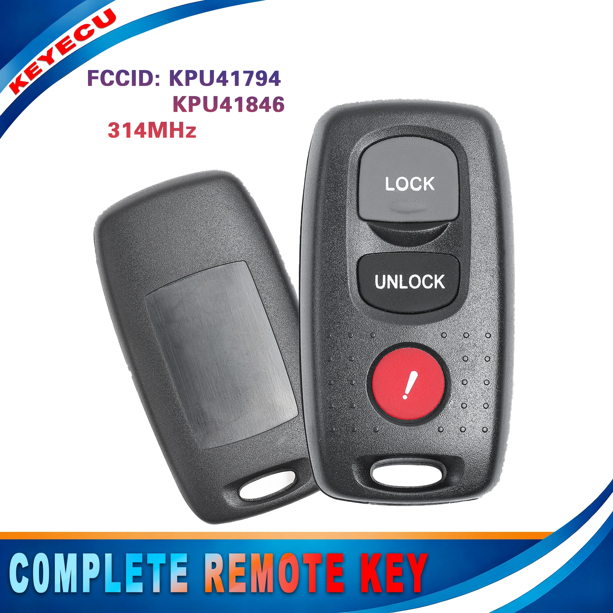 KEYECU for Mazda 3 2007-2009 Mazda6 2003-2005 Keyless Entry Remote Key Fob 3 Button KPU41794 KPU41846 314MHz