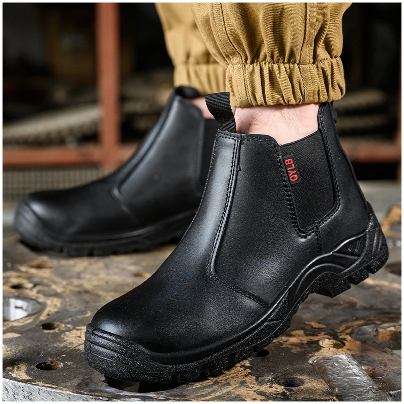 mens fashion steel toe cap work safety boots soft leather worker shoes tooling security chelsea ankle botas protective footwear