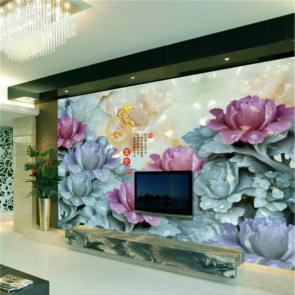 custom Jade carvings large papel de parede 3D wall mural wall paper for living room backdrop custom photo wallpaper for walls