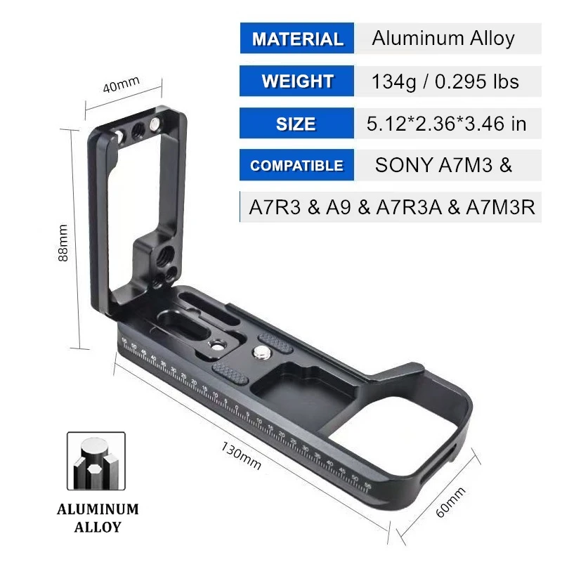A7MIII DSLR Camera Cage Rig for SONY A7M3 A7R3 A9 A7R3A A7M3R, L Mount Bracket Arca-swiss Quick Release Plate for Vertical Shoot