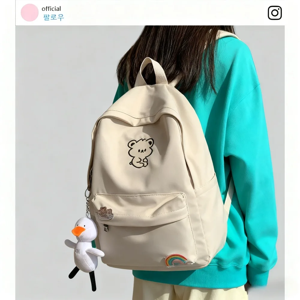 Осень 2025 г., рюкзак для девочек в корейском стиле, милый мультяшный медведь, ulzzang в японском стиле, школьная мягкая девушка, городская простота