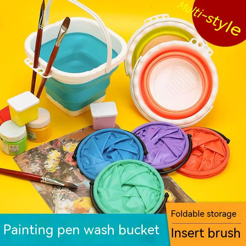 Paint Brush Washer Foldable Water Barrel Bucket Artist Cleaner Pot Tool