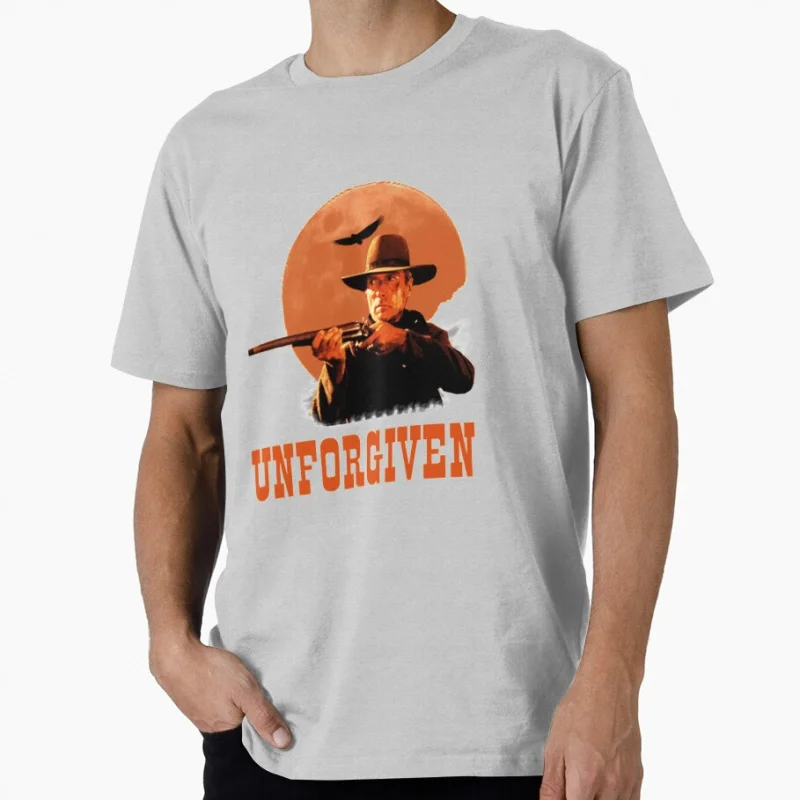 Unforgiven elec 80s الرجعية الفيلم الغربي eastwood خمر كاوبوي فيلم هدية تي شيرت كبير الحجم بلايز 100% القطن يرتديها طباعة الملابس