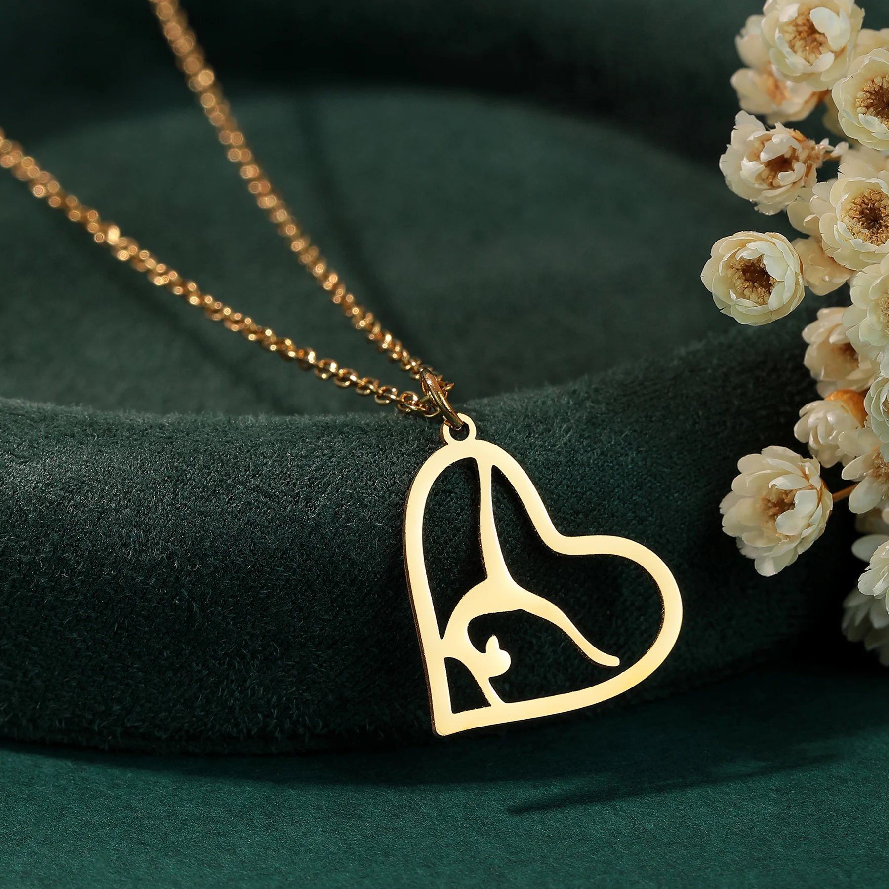 Chandler Stainless Steel Gymnast Love Gymnastics Pendant Necklace American Flip Gymnast Pendant Woman Fine Sports Jewelry