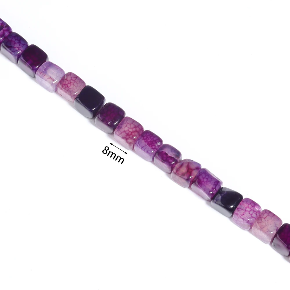 Natural Square Stone Beads 8mm Multicolor Agates Stone Loose Spacer Bead for Jewelry Making DIY Bracelet Necklace Materials