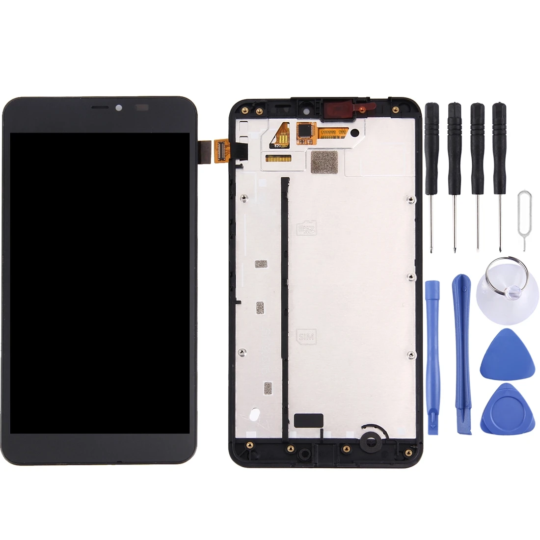 Tela LCD e conjunto completo de digitalizador com moldura para Microsoft Lumia 640 XL (preto)
