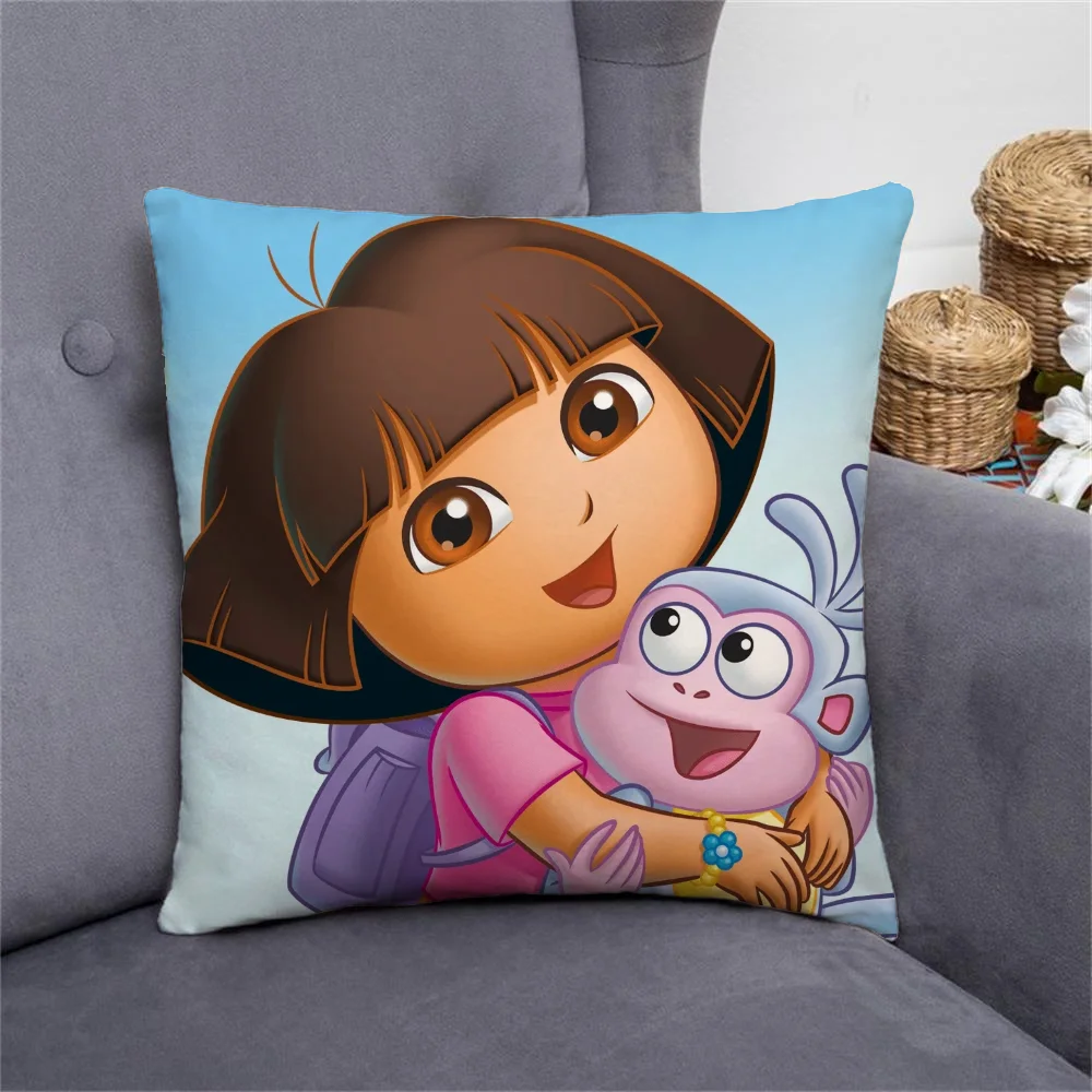 D-Doras the Explorer Sofa Cover for Pillow Cases Cushion Cover 45x45 Cushions Covers Children\'s Decorative Cushions Short Plush