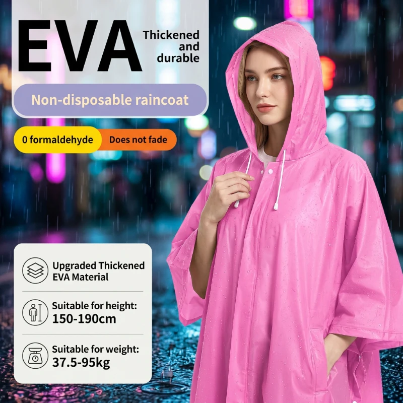 1PC Women Waterproof Long Raincoat Waterproof Hooded EVA Rain Jacket Man Poncho Outside Hiking Rainwear Clothing Men Rain Coat