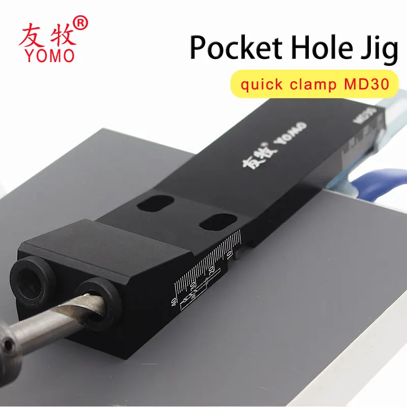 All Metal Pocket Hole Jig Kit with Quick Clamp and Step Drill Bits Easy Use 2 Holes Pocket Hole Screw Jig System MD30