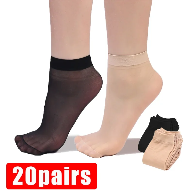 

Summer Women Crystal Soft Silk Socks Non-Slip Anti-hook Wire Nylon Sock Fashion Transparent Ladies Breathable Ankle Sock