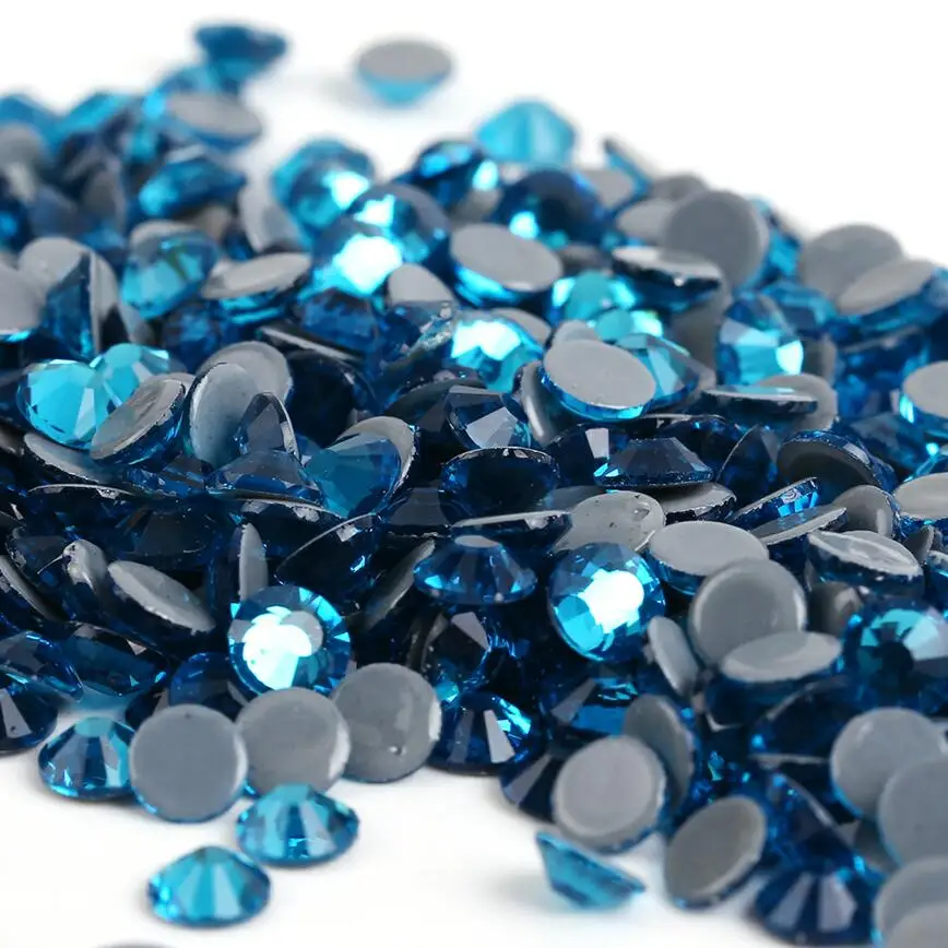 All sizes Blue Zircon Iron On Rhinestones/Flatback Nail art Hot fix Crystal Rhinestones Strass Sewing & Fabric Garment stones