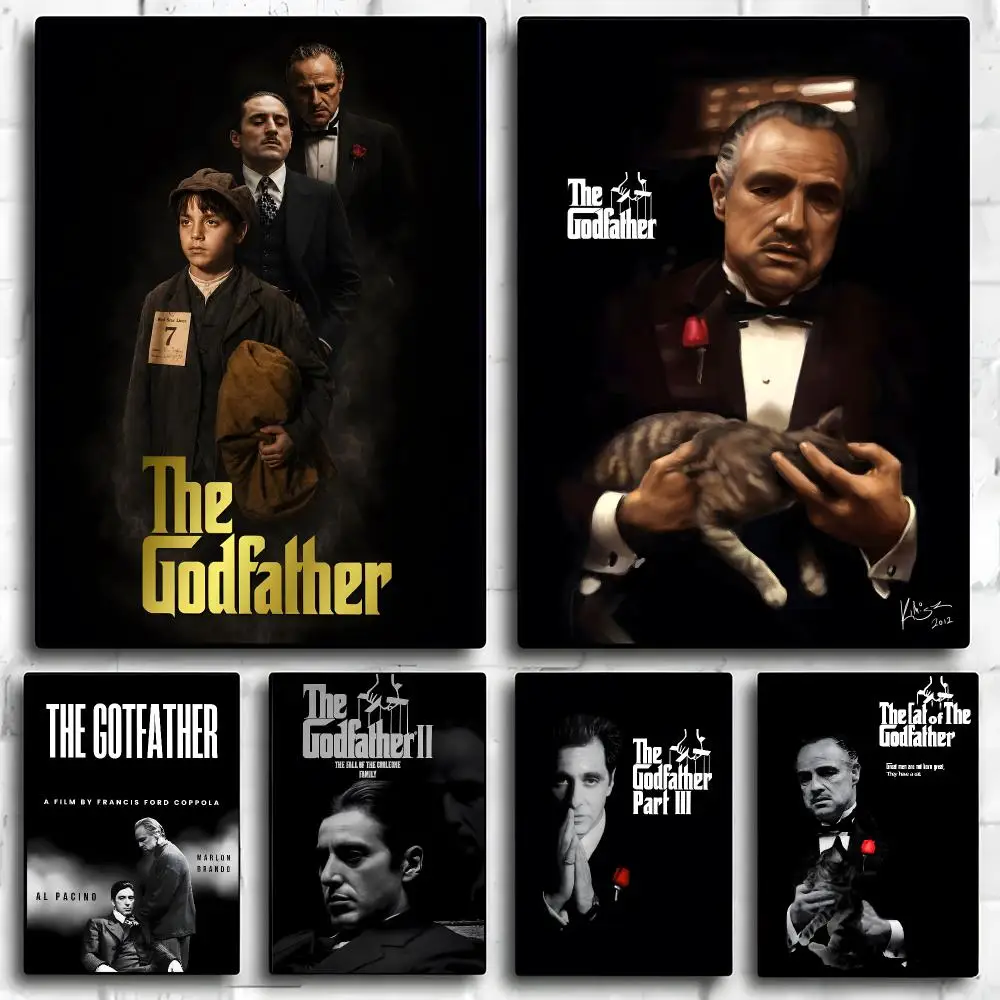 Movie The Godfather Poster Poster Self-adhesive Art Waterproof Paper Sticker Coffee House Bar Room Wall Decor