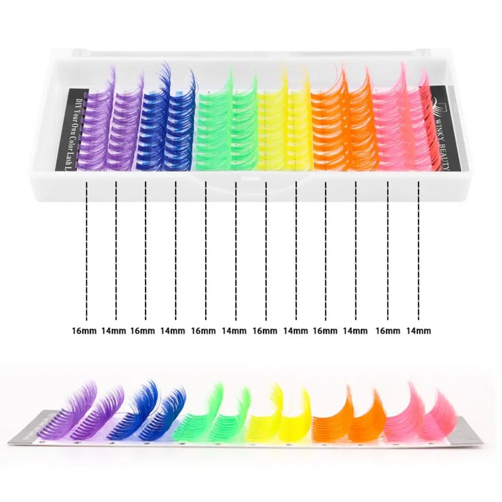 Colorful 14/16mm 40D Curl Lashes Wispy Glitter Manga Lashes Skin-Friendly Spikes DIY Cluster Lashes Makeup Tools  Accessories