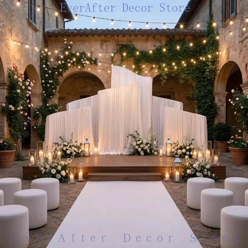 Luxury Adjustable Wave Shape Metal Arch Backdrop Stand Set Wedding Photo Booth Frame Outdoor Party Ceremony Banquet Decoration