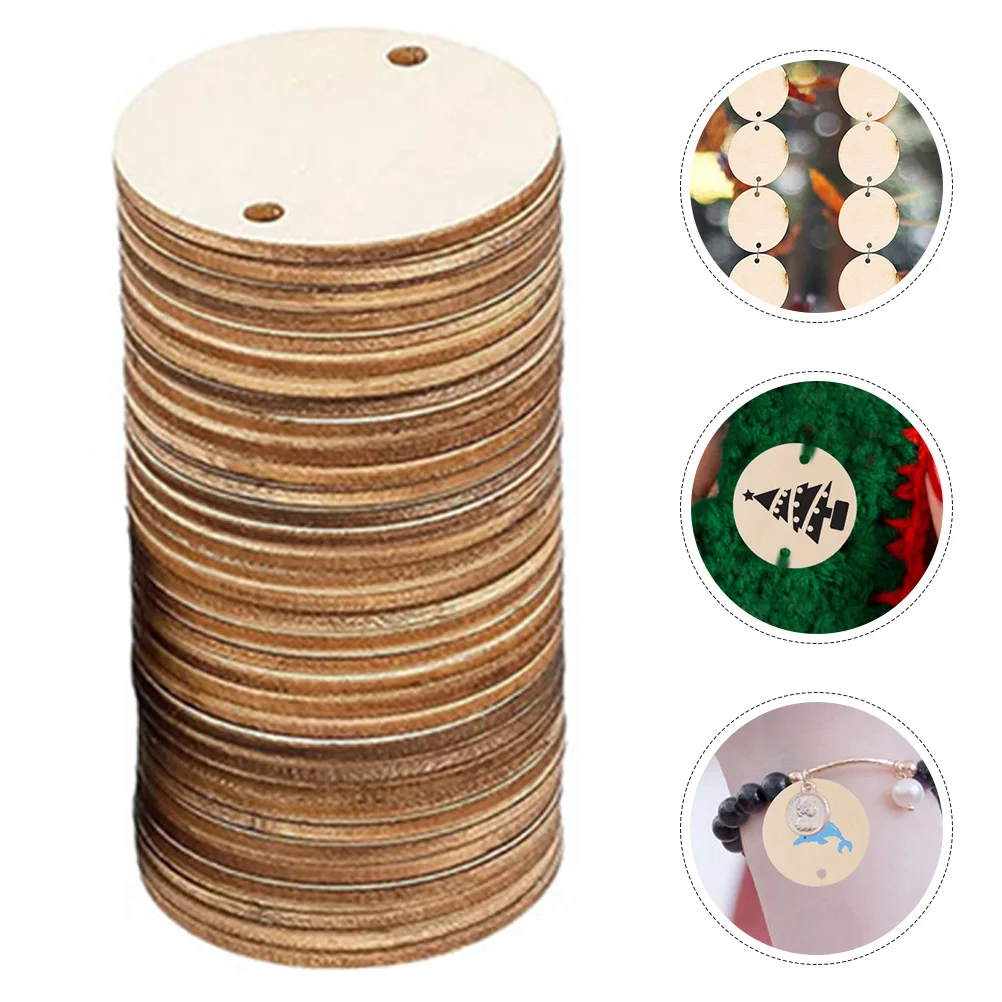 

100Pcs Wooden Round Cutouts Unfinished Wood Slices DIY Crafting Wedding Cards Blank Wood Pieces Wooden Slices DIY Accessories