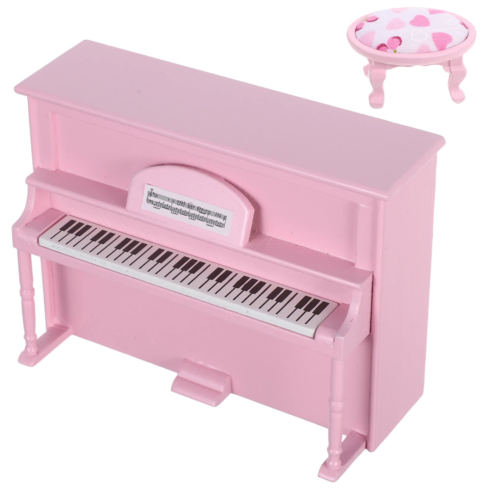 1 Set Sgabello verticale per casa delle bambole in miniatura Piccolo realistico per bambini Musical Scala 1/12 Mini Accessori per pianoforte Mobili per casa delle bambole Falso