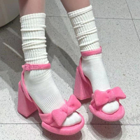 Bow Super High Heels Sandals Elegant Chunky Women Shoes Suede Sexy Summer Slippers 2025 Party Pumps Flip Flops Sandalias Mujer