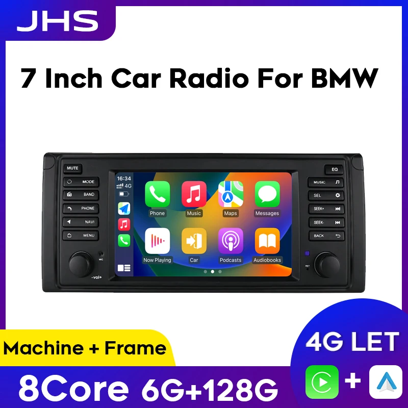 

7" Android Car Radio for BMW 5 Series E39 1996 M5 2000 X5 E53 Multimedia Video Player Wireless Carplay Auto GPS Navigation